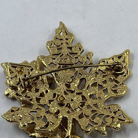 KC‎ Vintage Leaf Pin Brooch Autumn Fall Multi-Color Enamel Gold Tone Signed - Picture 13 of 13